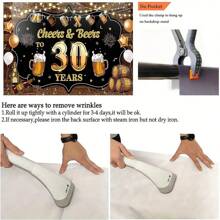 30岁、40岁、50岁、60岁、70岁、80岁生日派对装饰，黑色和金色生日背景横幅，啤酒生日派对照片背景道具