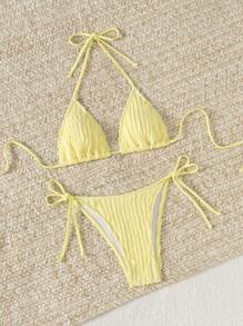 女士黄色性感比基尼两件套夏季度假泳装 SH963