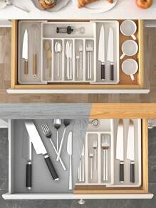 Expandable Adjustable Kitchen Drawer Organizer - Space-Saving Utensil And Silverware Holder, Home Decoration, Christmas Gifts, Home Gifts, Room Decoration - Multicolor - View 9