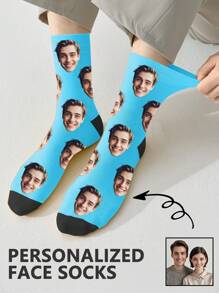 1 par de calcetines personalizados con cara, calcetines personalizados con foto, calcetines impresos personalizados, calcetines divertidos personalizados con cara, calcetines personalizados con imagen, pon cualquier cara en los calcetines, regalo de aniversario, regalo de San Valentín
