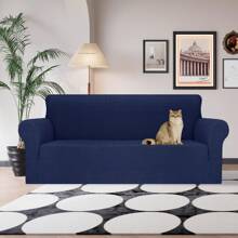 Sofa Cover For Cushion Sofa 1/2/3/4 Seater Elastic Sofa Cover Sofa Cover Furniture Protector With Elastic Band At The Bottom, Suitable For Children, Pet Dogs - Màu xanh hải quân - Xem 2