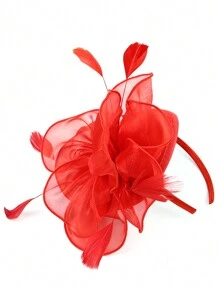 1pc Fascinators Hat Tea Party Headwear Ribbons Feathers On A Headband And A Clip For Girls And Women Halloween