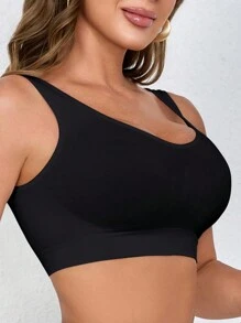 4pcs/Pack Women Seamless Sports Bra With Wireless Breathable Vest Style - Black - View 3