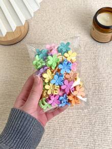 30 件套，迷你发夹套装（颜色随机）14 种款式可供选择 - 可爱优雅纯色发夹，适合女士日常使用，磨砂迷你小发爪优雅糖果色发夹额头刘海碎发夹发冠 - 彩色 - 查看 17