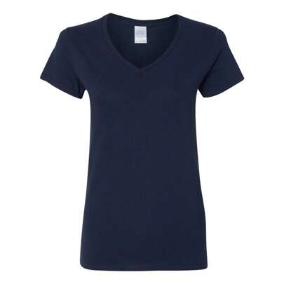 Gildan Womens/Ladies Soft Touch V Neck TShirt (Navy) - 153gsm 100% Cotton