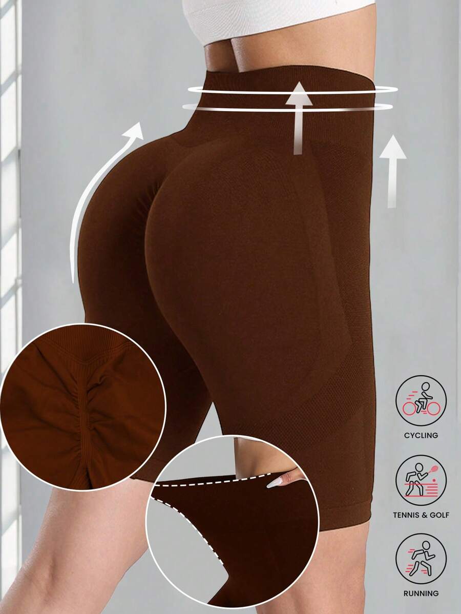 Women Sexy Sports Shorts High Waisted Seamless Yoga Bermuda Shorts Gym Running Hip Lifting Shaping Sports Leggings 4 Way Stretching Outdoor Shorts For Women Boxer Shorts Biker Short Summer Outfits For Women