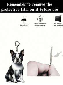 1pc Acrylic Boston Terrier Keychain, Cute 2D Animal Keychain, Cartoon Style Key Accessory, Suitable For Pet Lovers, No Size Car Accessories Bag Charm Backpack For School Animal Goth Y2k Bag Accessories Lanyards With Id Holder Car Accessories Bag Charms