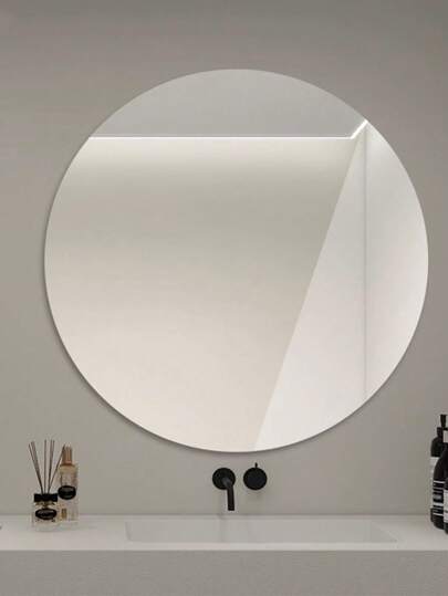 1pc Acrylic Mirror, Bathroom Spiegel Makeup Unbreakable, Self Adhesive, Peel Stick, No Installation Required. Wand Square Round Heart Shaped Waterproof Material, ative Mirror. Bedroom Vanity Office, Various Surfaces, Environments, Ho hold Helper. Home Back To School Room Supplies view 4