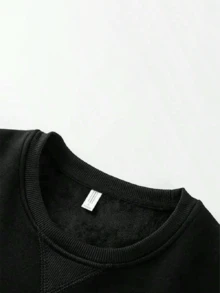 Men's Fleece Sweatshirt, Crew para Hombre, Sudadera de vellón de manga larga con cuello redondo para hombre - Negro - Ver 9