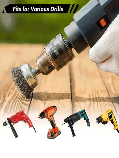 1/4" Hex Shank Wire Cup Brush Set - Ideal For Rust Removal, Stripping And Grinding Cleaning - Compatible With Drill Attachments, Carbon Steel Wire Brush Kit For Drilling Includes Abrasive Wire Wheels, Wire Cup Brushes And 1/4" Hex Shank Attachments - Great For Heavy Duty Cleaning And Rust Removal