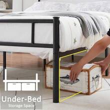VECELO Metal Platform Bed Frame Queen Size With Headboard And Footboard, 12'' Under-Bed Storage & Strong Slats Support, No Box Spring Needed, Dark Black - Matte Black - View 10