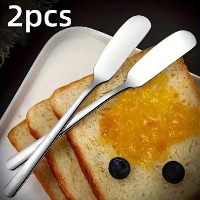 2/10pcs Set Stainless Steel Butter Knife And Spreader, Suitable For Cheese, Jars And Creams - Essential Kitchen Tools And Accessories