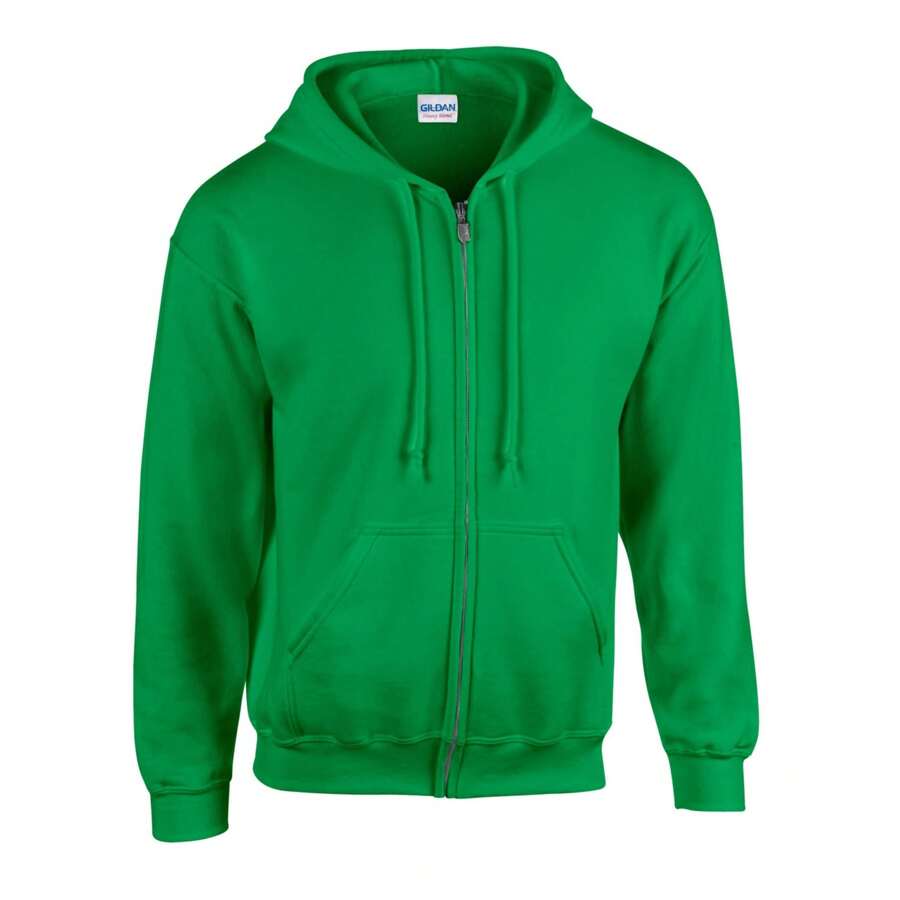 Gildan Sudadera con capucha y cremallera completa de mezcla gruesa para adultos unisex (verde irlandés) - Verde - Ver 1