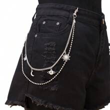 Men's And Women's Waist Accessories Hip Hop Punk Metal Rivets Stage Show Multi-Layer Waist Chain Dress Up Jeans Accessories Suitable For Teen Summer Casual Outdoor Athletic Or Vacation Travel Or Graduation Gifts Or Birthday Dress Accessories Or Daily Wear