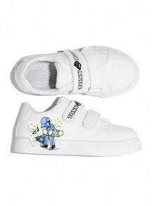 Kids Skateboard Graffiti Hook-And-Loop Soft Bottom Comfortable Casual Shoes For Boys, Spring & Autumn