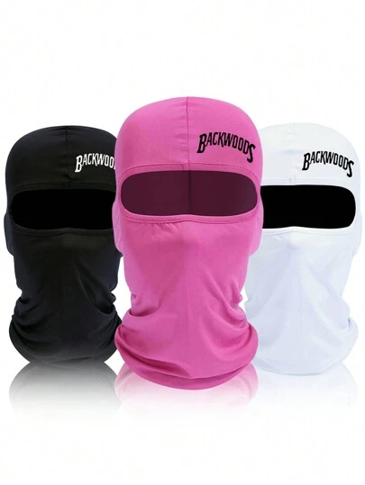 3 件/2 件/1 件字母印花滑雪面罩拉法帽面罩男女款防紫外线防风围巾适用于滑雪板摩托车