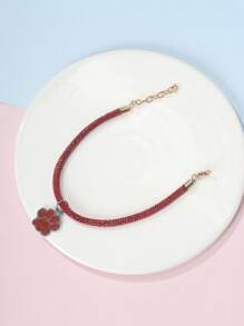 Un elegante y exquisito collar con colgante con estampado de huella de diamantes, adecuado para que lo usen gatos y perros, también apto para mascotas como gatos y perros para usar en casa o al aire libre. - Rojo - Ver 9