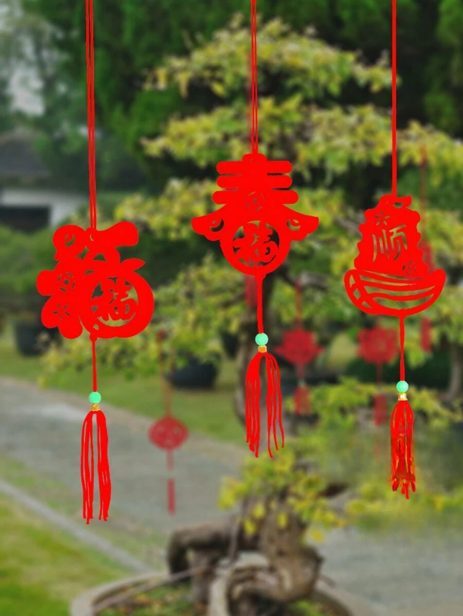 6pcs 2025 New Year & Chinese Spring Festival Fu Character Hanging