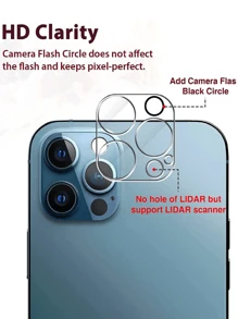 适用于 11/12/13/14/15/16/17 Pro Max/12/Mini 的后置镜头玻璃保护膜，防水防震防摔防刮花防指纹全覆盖 - 無色 - 查看 5