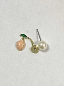 1 Par De Brincos Pequenos De Pérola Falsa Em Formato De Tulipa Para Mulheres, Joia Fashion De Orelha Para Todas As Ocasiões
