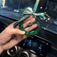 Rhinestone Handmade Crystal Car Pendant Creative Luxury High-End Rearview Mirror Car Hanging Chain Pendant Car Interior Goddess Favorite, Which Means Peace, The Best Choice For Girlfriend With Exquisite Gift Box!