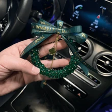 Rhinestone Handmade Crystal Car Pendant Creative Luxury High-End Rearview Mirror Car Hanging Chain Pendant Car Interior Goddess Favorite, Which Means Peace, The Best Choice For Girlfriend With Exquisite Gift Box!