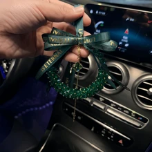 Rhinestone Handmade Crystal Car Pendant Creative Luxury High-End Rearview Mirror Car Hanging Chain Pendant Car Interior Goddess Favorite, Which Means Peace, The Best Choice For Girlfriend With Exquisite Gift Box!