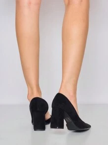 Damskie szpilki ze szpiczastym noskiem, jednolity kolor, minimalistyczne, na co dzień i do noszenia, stylowe szpilki - Czarne - Zobacz 3