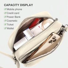 Women's 100% Leather Cell Phone Shoulder Bag. Genuine Leather Shoulder Bag Bag Women Shoulder Bag Luxury Shoulder Bag, Genuine Leather Handbag, Fashionable Women Shoulder Bag, Simple Handbag, Fashionable Women Shoulder Bag Made Of Cowhide - 米色 - 查看 5