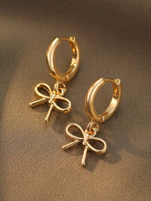 1pair Sweet And Simple Design Small Bow Earrings Suitable For Daily Wear, Commuting, And Gatherings Valentines,Mom,Mother,Mother's Day,Gift