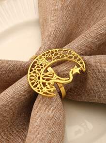 / Al-Adha 新月餐巾环、餐巾架适用于餐厅、聚会、婚礼 - 彩色 - 查看 2