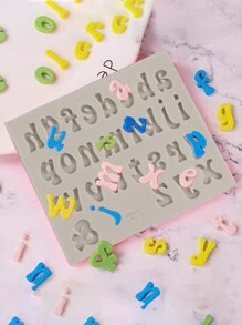 1pc Baking Diy Silicone Mold For Uppercase And Lowercase Letters, Numbers, Fondant, Cake, Clay And Chocolate