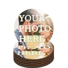 Porta-copos de Madeira Personalizados, Porta-copos de Madeira Personalizáveis com Foto/Imagem/Foto Impressa da Família, Adequado para Mesa de Centro, Mesa de Jantar, Cozinha, Decoração de Mesa do Escritório em Casa, Presente de Inauguração do Lar