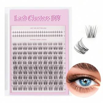 140 Clusters D Curl Natural False Eyelashes, Eyelash Set 8-16mm With 5-6mm Lash Base Wispy Natural Lash Set, D Curl - WideSpan DIY Lash Extension Kit, Individual Cluster Lashes, Thin Invisible Lash Bandlash Clusters,Eyelash Clusters,Individual Eyelashes,Lashes,Fake Lashes
