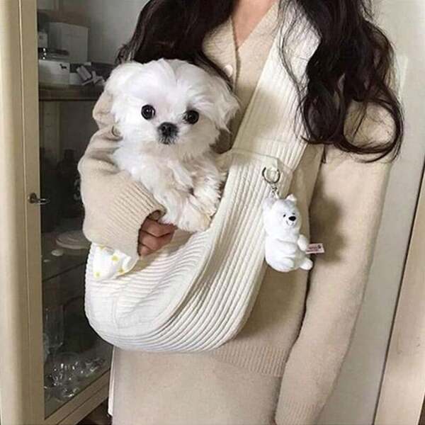 Ataucjin Dog Carrier Sling,Dog Sling Carrier For Small Dogs,Thick Padded Shoulder Strap Dog Carriers Puppy Carrier Purse Machine Washable(No Bears)