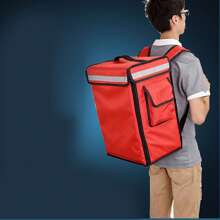 42L Food Delivery Backpack, Waterproof Oxford Cloth, Insulated For Hot & Cold Items, Removable Divider, Large Capacity, Reflective Strip, For Takeout & Picnics - Red - View 2