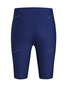 Women's High Waisted Swim Shorts With Pockets Solid Board Short Pants Bathing Suit Bottoms For Swimming, Beach & Summer