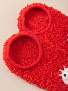 1 Đôi tất silicon chống trượt màu đỏ cho nữ, tất lót sàn trong nhà dày ấm áp họa tiết hoạt hình, tất cổ ngắn cho mùa thu/đông, tất ấm áp - Nhiều màu - Xem 5