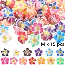 5/15/30pcs Plumeria Clay Beads Colorful Mix Color Handmade Small Flower Spacer Beads For Jewelry Making DIY Bracelet Charm Pendant