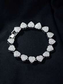 1 pieza Brazalete brillante de circonita punzante estilo punk y hip hop para hombres, adecuado para uso diario, regalo del Día de San Valentín y días festivos