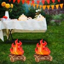 1/2/3/4pcs Fake Fire Decorations, Camping Photo Props, Inflatable Fake Campfire, Fake Flame Camping Decorations, Blow Up Fake Bonfire Party Decorations, Birthday Decorations, Artificial Flame Campfire For Christmas, Party, Festival Decor, Indoor Outdoor Camping Overnight And Scene Setting