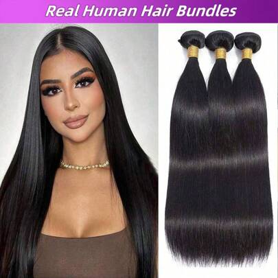 Mechones de cabello humano 10A de 20 pulgadas recto, mechones de cabello humano sin procesar, trenzado brasileño virgen, paquetes de 1/3 piezas, grueso y gratuito...