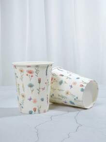10/25 Vasos de papel desechables con temática de flores frescas, de 9 onzas/250ml, vasos de bebida desechables, vasos de café desechables para fiestas de cumpleaños, adecuados para diversas fiestas, bodas, hogares, oficinas, vasos de bebida, vasos de bebida fría, vasos de té caliente, tazas de café, vasos de comedor, suministros y accesorios para fiestas de cumpleaños