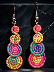 Handmade Colorful Retro Woven Rainbow Earrings, Fashionable Earrings For Women, Elegant Accessories For Home, Casual, Street, Party, Classic Souvenir, Ideal Gift For Valentine's Day, Birthday, Anniversary