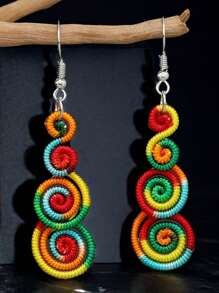 Handmade Colorful Retro Woven Rainbow Earrings, Fashionable Earrings For Women, Elegant Accessories For Home, Casual, Street, Party, Classic Souvenir, Ideal Gift For Valentine's Day, Birthday, Anniversary