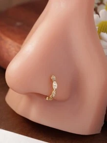 KARYOKO 1pc Shiny Cubic Zirconia Nose Ring For Women & Girls – Gold & Silver Spiral Hoop Nose Piercing Jewelry, 8mm - 1# - View 12