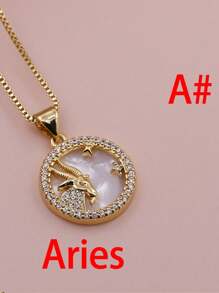 Micro Pavê, Micro Pavê, Charme de Concha de Luxo CZ, Charme das Doze Constelações, Pingente do Zodíaco para DIY Astrology Metal Handmade Colar