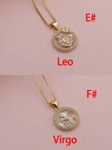 Micro Pavê, Micro Pavê, Charme de Concha de Luxo CZ, Charme das Doze Constelações, Pingente do Zodíaco para DIY Astrology Metal Handmade Colar