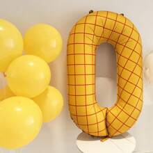 40 Inch Yellow Checkered Large Digital Balloons 0-9, Used For Birthday Parties, Self Inflating Helium Balloons, Birthday Decorations, Showers, Weddings, Anniversaries, Checkered Balloons, Party Decorations, Valentine's Day Decorations, Surprise Party Balloons, Aluminum Foil Balloons, Digital Balloons Carnival Christmas