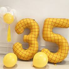 40 Inch Yellow Checkered Large Digital Balloons 0-9, Used For Birthday Parties, Self Inflating Helium Balloons, Birthday Decorations, Showers, Weddings, Anniversaries, Checkered Balloons, Party Decorations, Valentine's Day Decorations, Surprise Party Balloons, Aluminum Foil Balloons, Digital Balloons Carnival Christmas